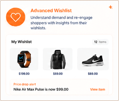 Advanced Wishlist interface showing a customer wishlist