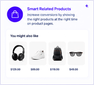 Smart Related Products interface showing related product suggestions